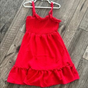 Vibrant Red Ruffled Kids Dress
